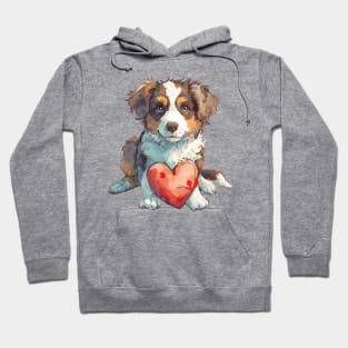 Valentine Australian Shepherd Holding Heart Hoodie